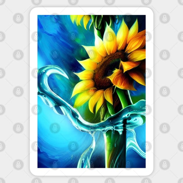 STUNNING SUNFLOWER BLUE BACKGROUND Sticker by sailorsam1805